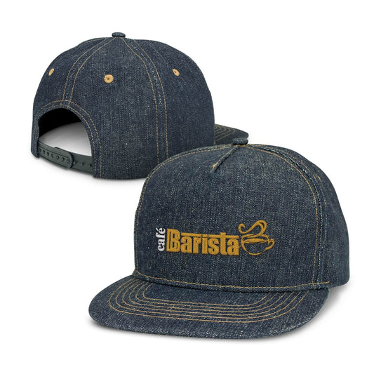 TC-114246 Denim Flat Peak Cap  - Embroidered