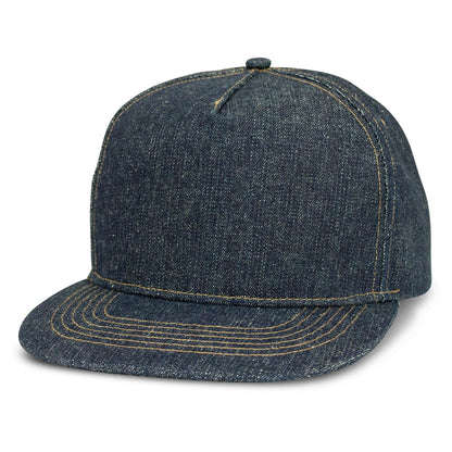 TC-114246 Denim Flat Peak Cap  - Embroidered