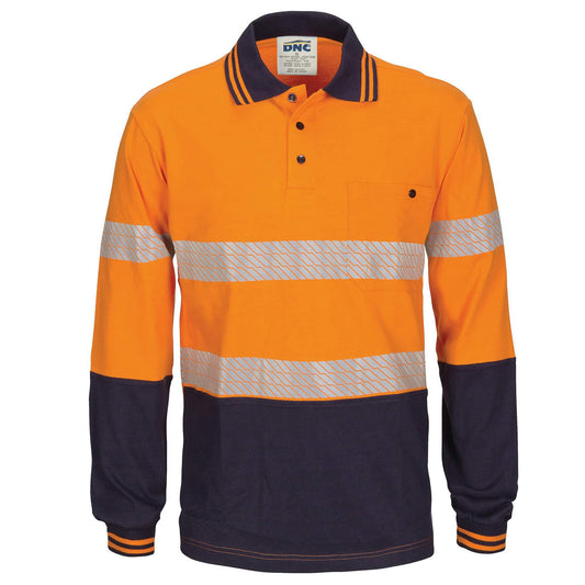 3516 Hi Vis Segment Tape Cotton Jersey Polo - Long Sleeve