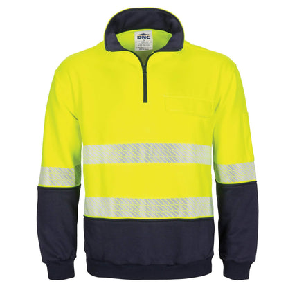 3529 HiVis Segment Taped 1/2 Zip Fleecy Windcheater