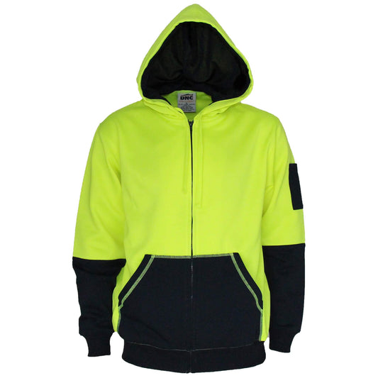 3722 Two Tone Full Zip Fleecy Hoodie