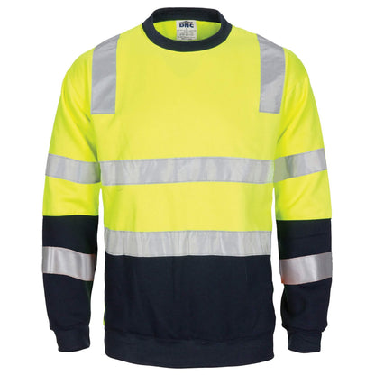 3723 HiVis Two Tone Crew-Neck Fleecy Sweat Taped