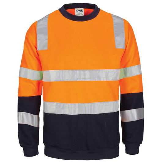 3723 HiVis Two Tone Crew-Neck Fleecy Sweat Taped