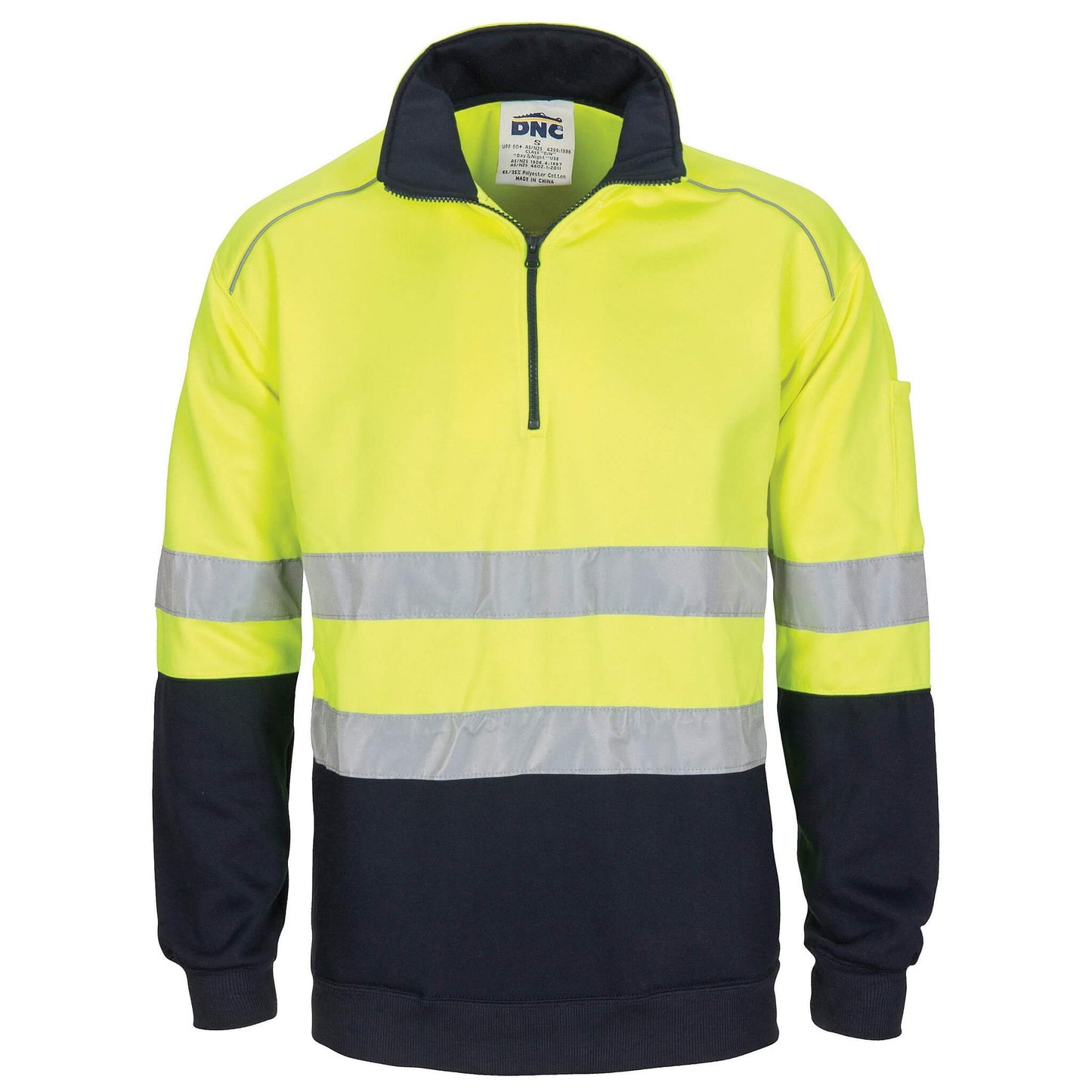 3729 HiVis 1/2 Zip Fleecy With Hoop Pattern Taped