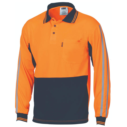 3756 HiVis Cool-Breathe Stripe Polo - Long Sleeve