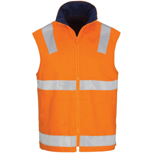 3765 HiVis Cotton Drill Reversible Vest Taped