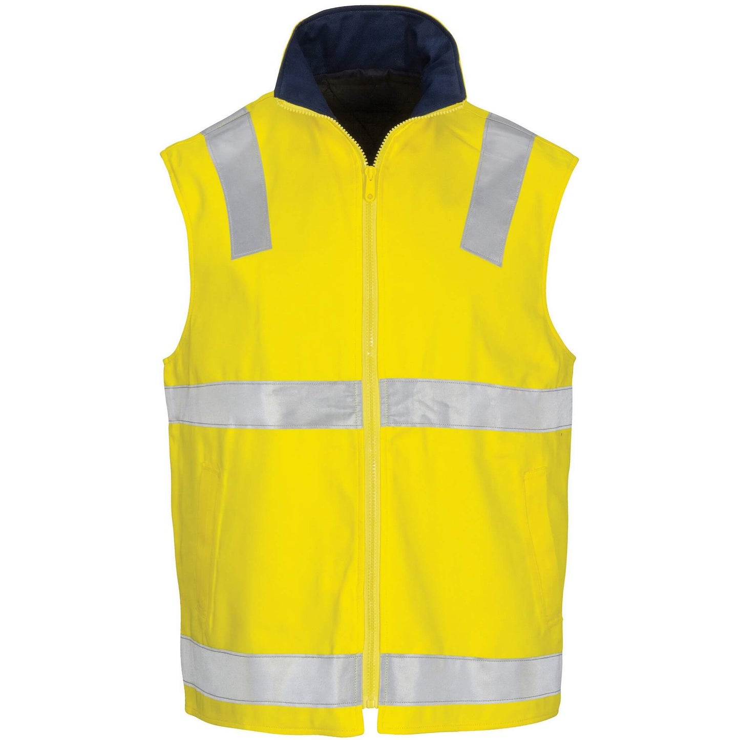 3765 HiVis Cotton Drill Reversible Vest Taped