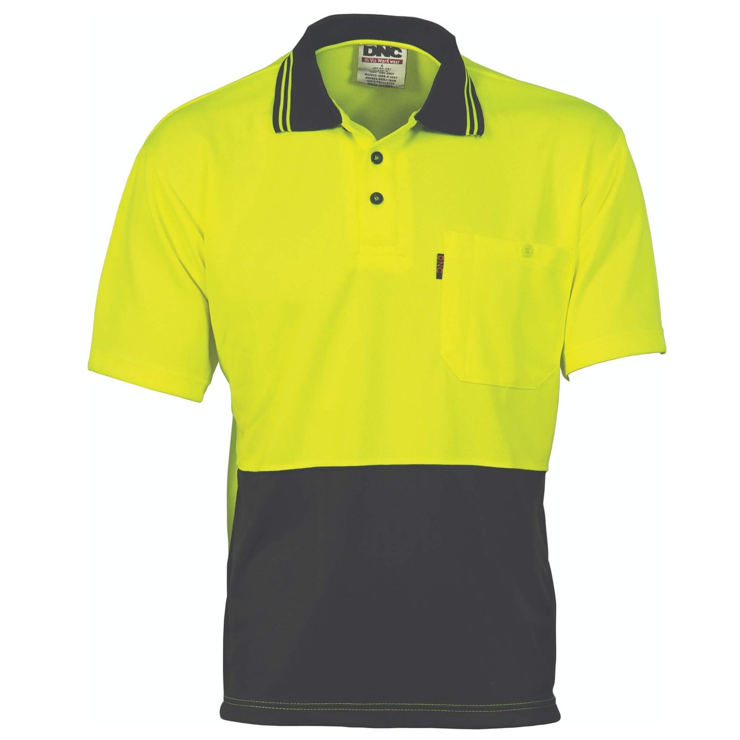 3811 HiVis Two Tone Cool Breathe Polo Shirt, Short Sleeve