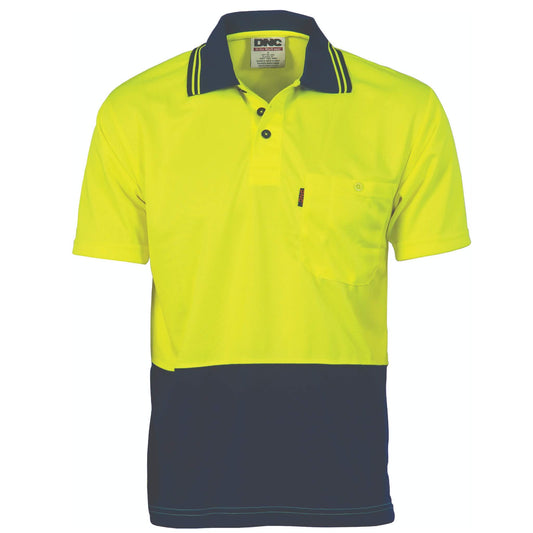 3811 HiVis Two Tone Cool Breathe Polo Shirt, Short Sleeve