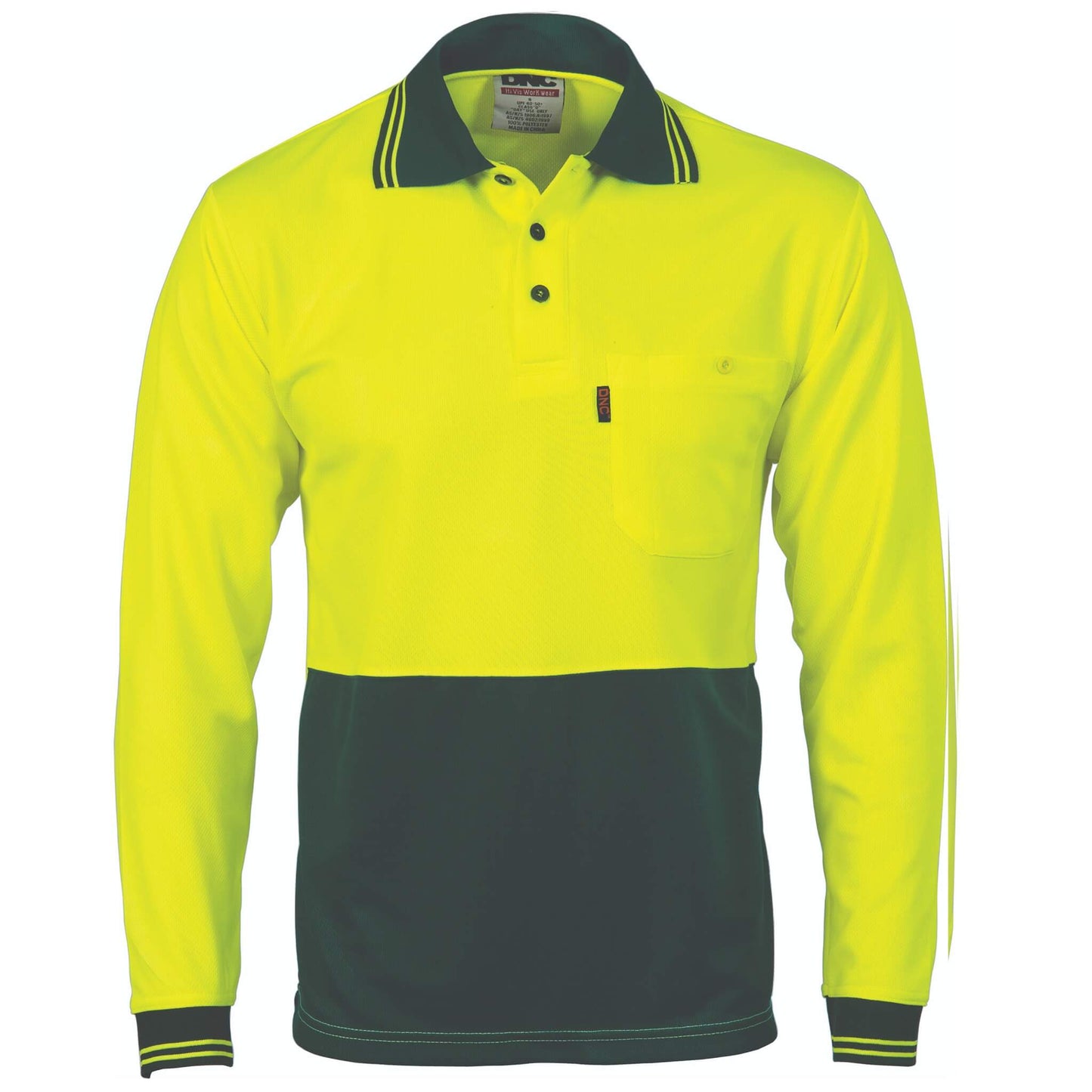 3813 HiVis Two Tone Cool Breathe Polo Shirt, Long Sleeve