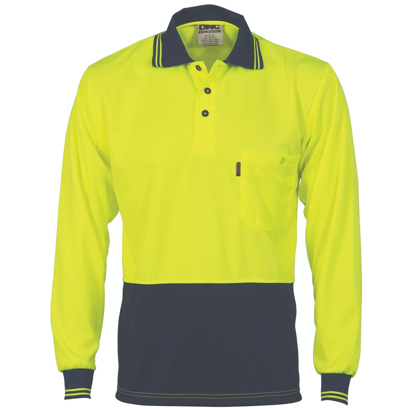 3813 HiVis Two Tone Cool Breathe Polo Shirt, Long Sleeve