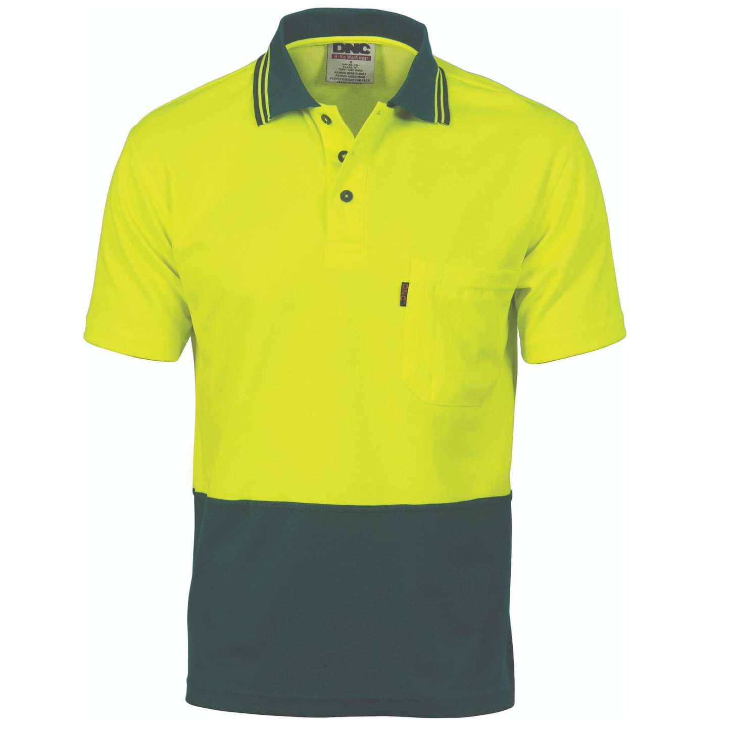 3814 Cotton Back HiVis Two Tone Fluoro Polo - Short Sleeve