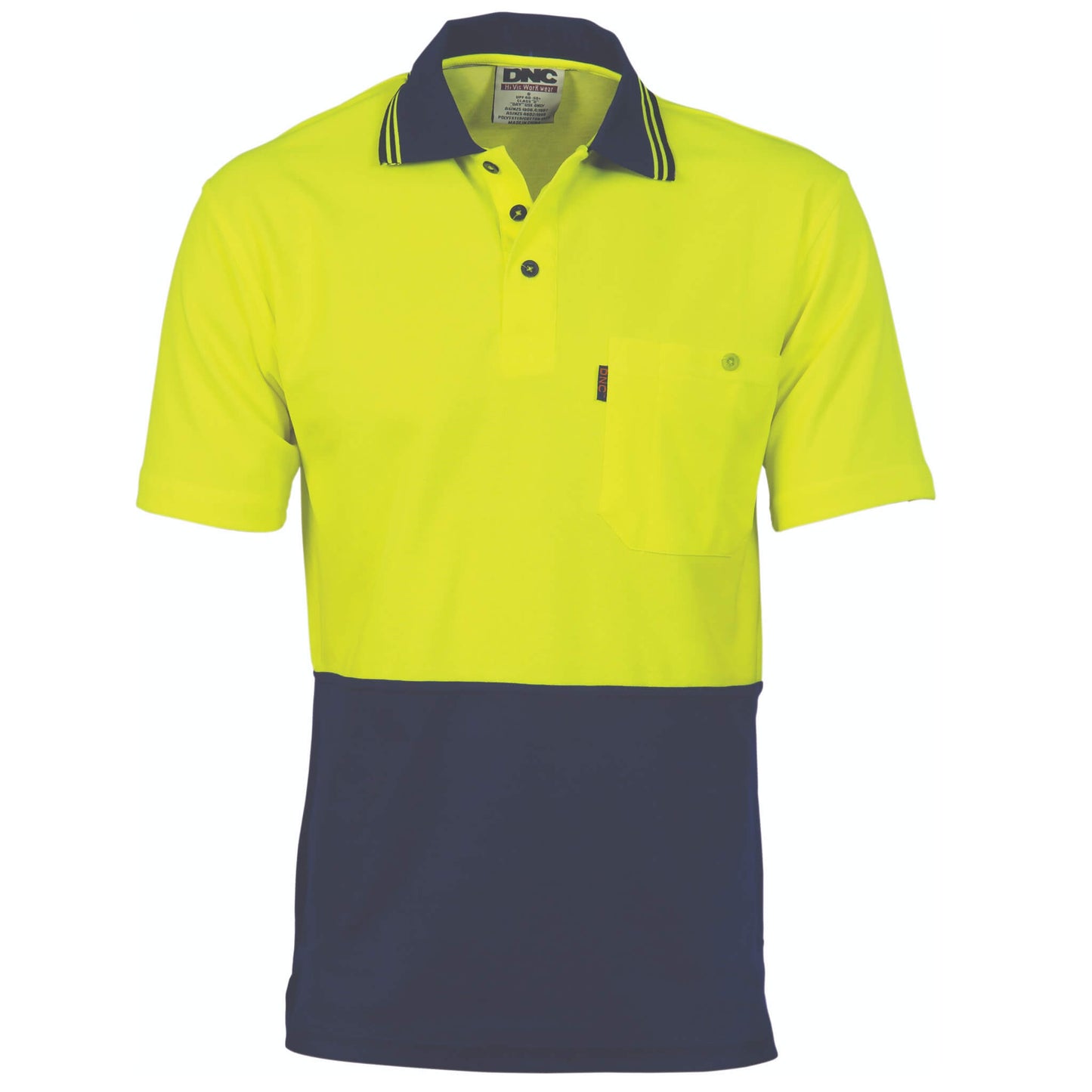 3814 Cotton Back HiVis Two Tone Fluoro Polo - Short Sleeve