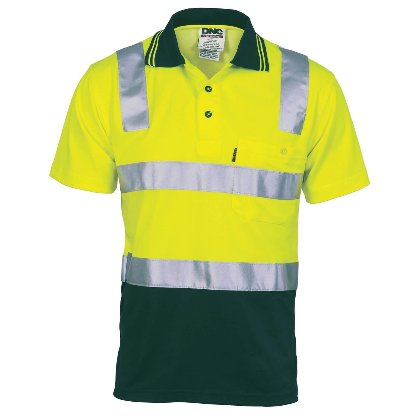 3817 Cotton Back HiVis Two Tone Polo Shirt Taped- Short sleeve