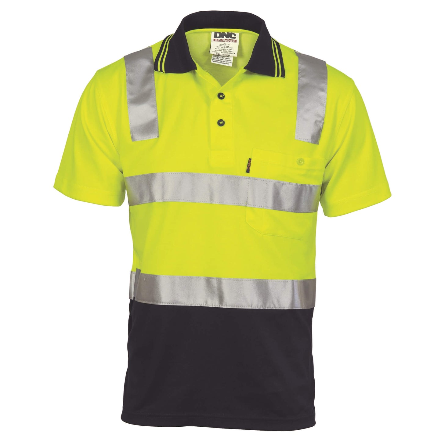 3817 Cotton Back HiVis Two Tone Polo Shirt Taped- Short sleeve