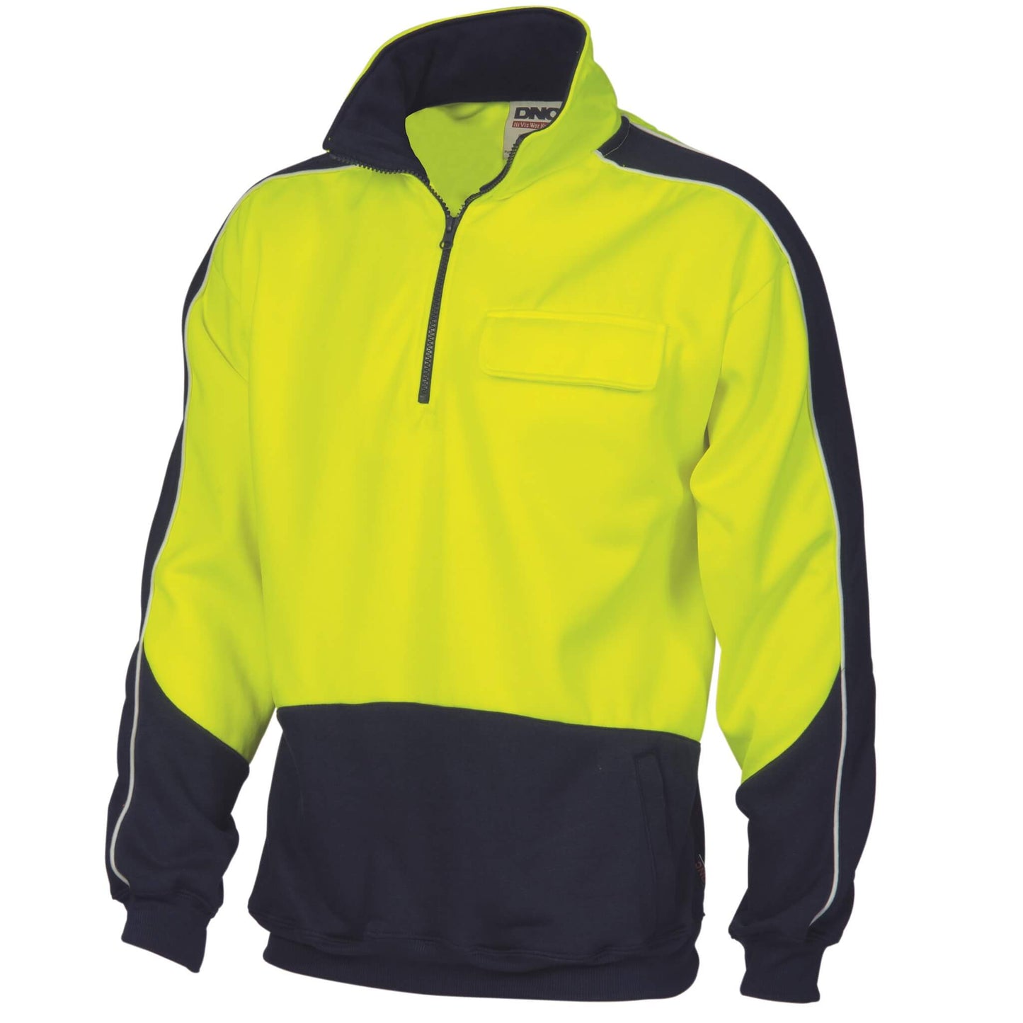 3823 HiVis 2 Tone 1/2 Zip Hi-Neck Panel Fleecy Windcheater