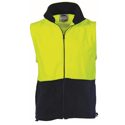 3828 HiVis Two Tone Full Zip Polar Fleece Vest