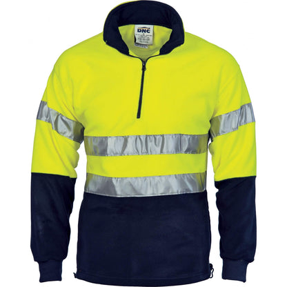 3829 Hi Vis Two Tone 1/2 Zip Polar Fleece Taped