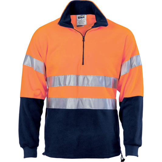 3829 Hi Vis Two Tone 1/2 Zip Polar Fleece Taped