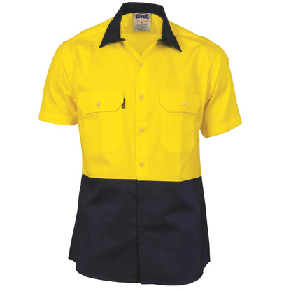 3831 HiVis Two Tone Cotton Drill Shirt Short Sleeve