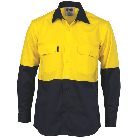 3832 HiVis Two Tone Cotton Drill Shirt - Long Sleeve