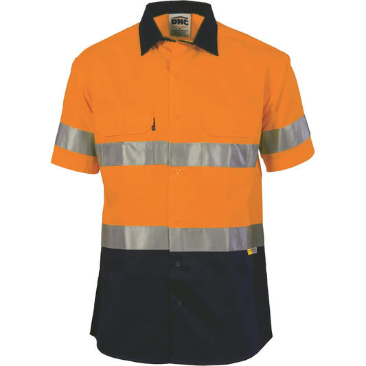 3833 HiVis Two Tone Drill Shirt With 3M Tape - Short Sleeve