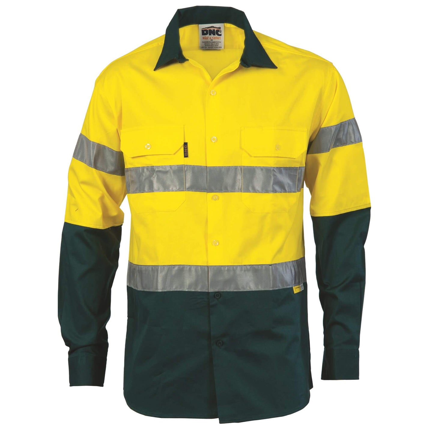 3836 HiVis Two Tone Drill Shirt With 3M Tape - Long Sleeve