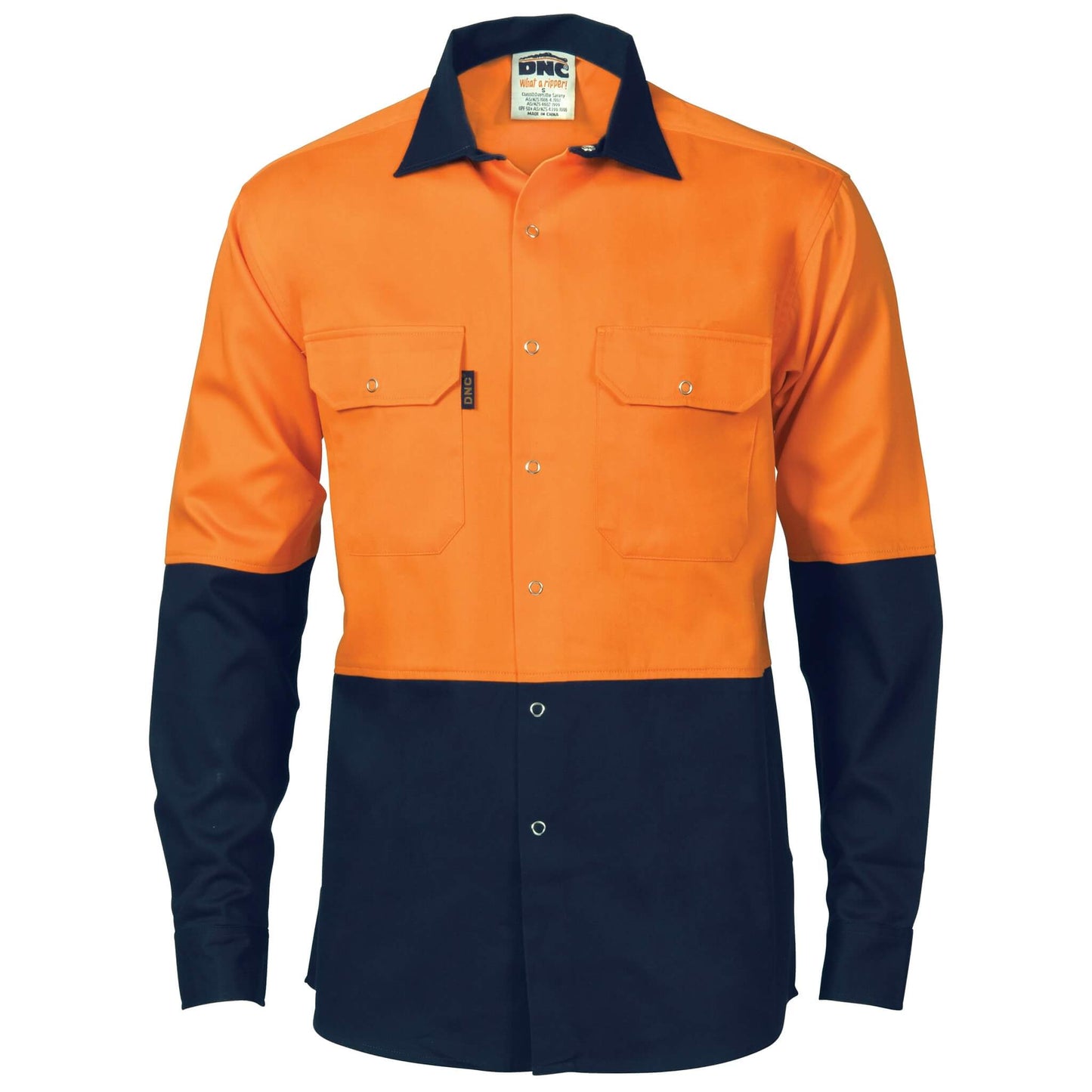 3838 Two Tone Drill Shirt with Press Stud