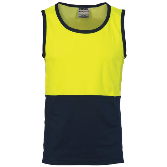 3841 HiVis Cotton Back Two Tone Singlet