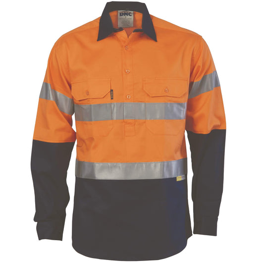 3849 HiVis Two Tone Closed Front Cotton Shirt Taped