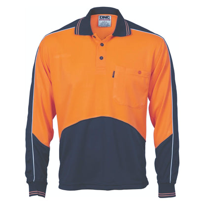 3892 HiVis Cool Breathe Panel Polo Shirt - Long Sleeve