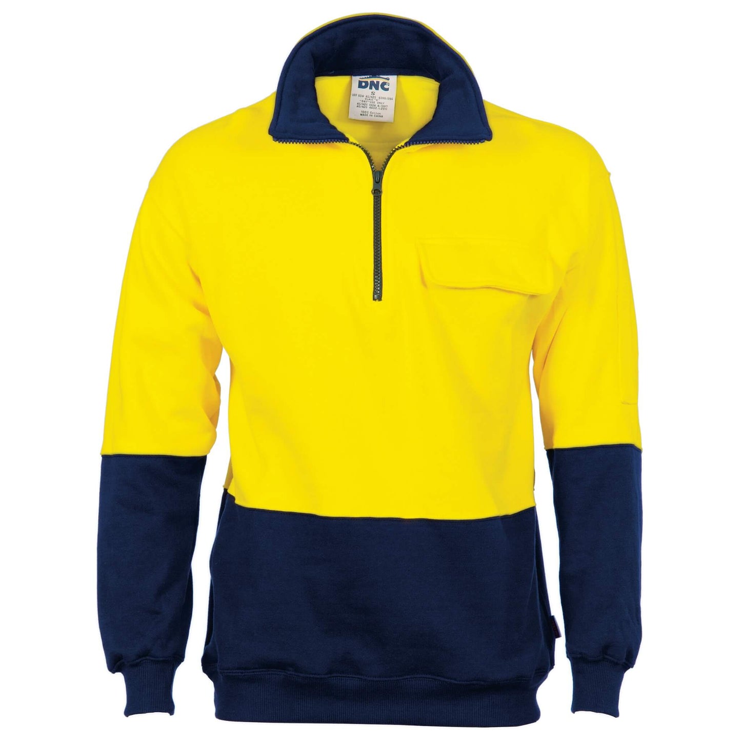 3923 Hi Vis Two Tone 1/2 Zip Cotton Fleecy Sweat