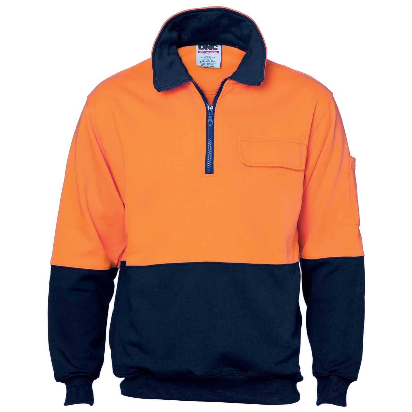 3923 Hi Vis Two Tone 1/2 Zip Cotton Fleecy Sweat