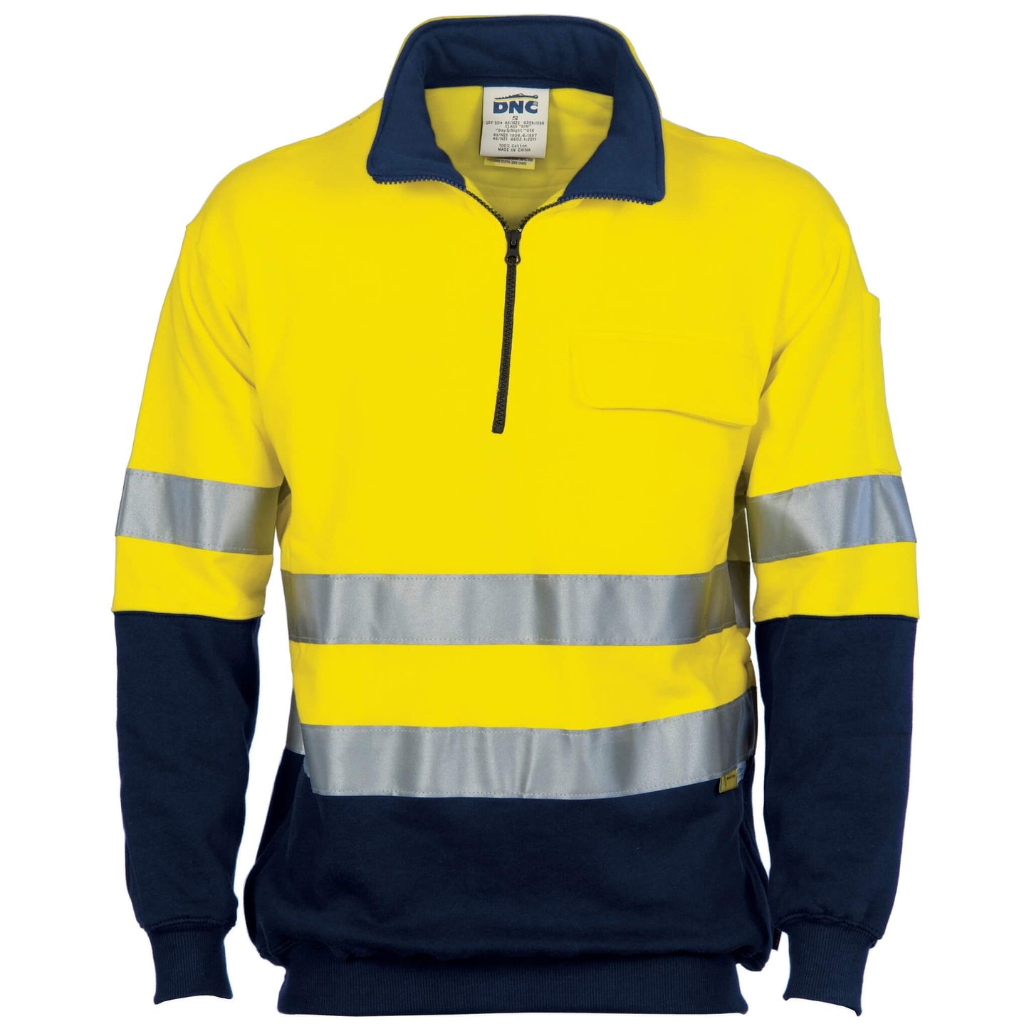 3925 HiVis Two Tone 1/2 Zip Fleecy Sweat Taped