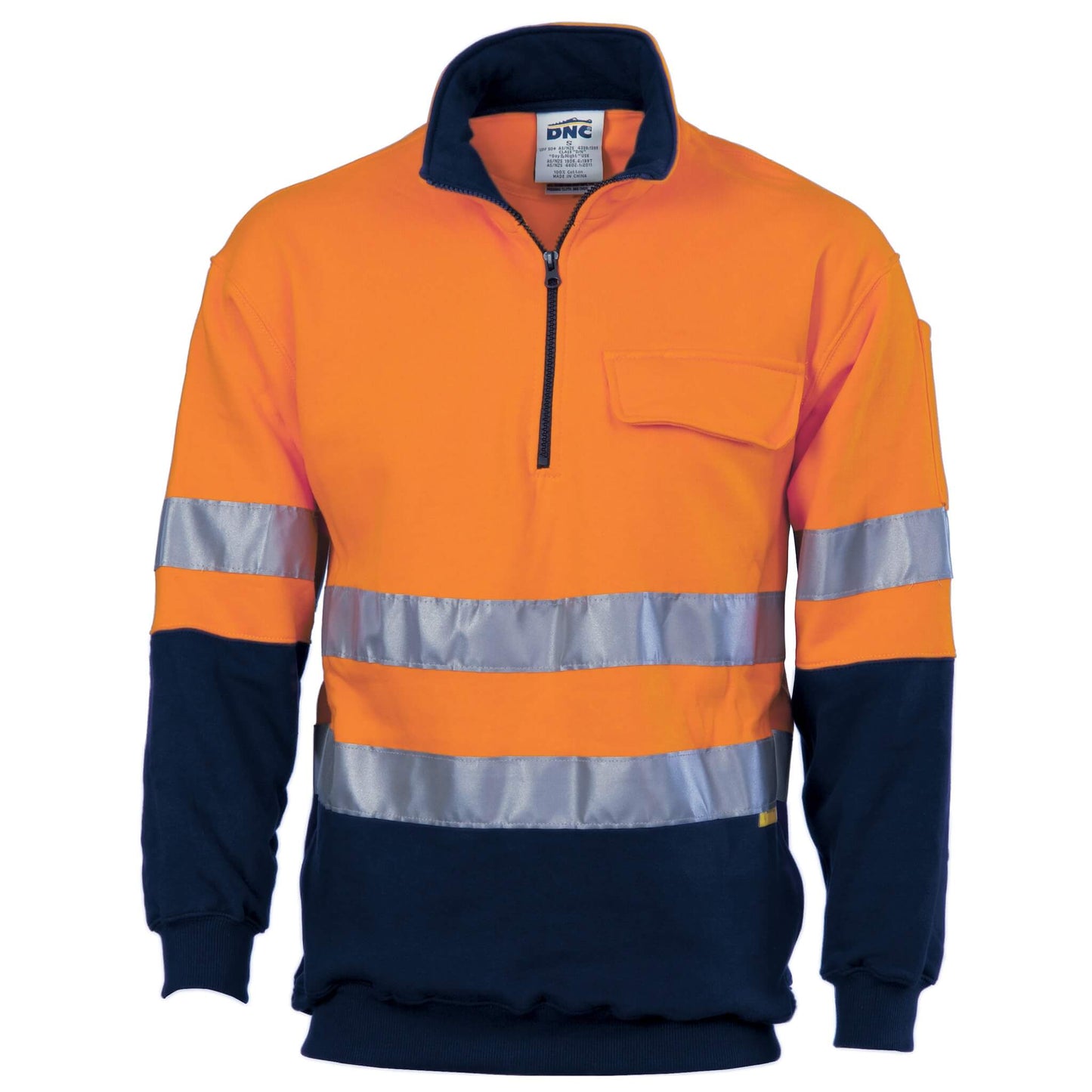 3925 HiVis Two Tone 1/2 Zip Fleecy Sweat Taped