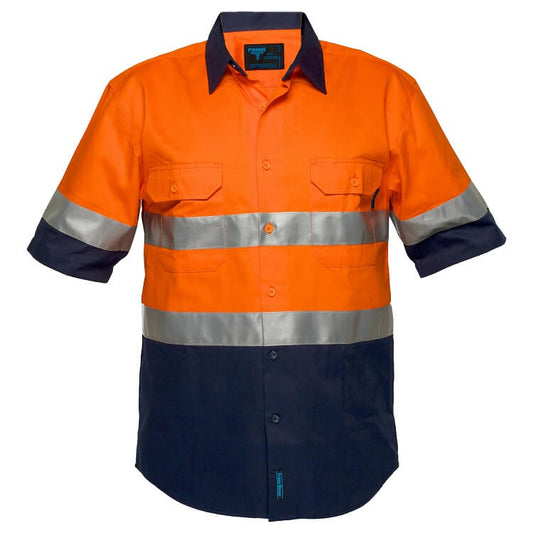 MA102 Hi-Vis Two Tone Regular Weight Short Sleeve Shirt with Tape - NEED FIX - dixiesworkwear