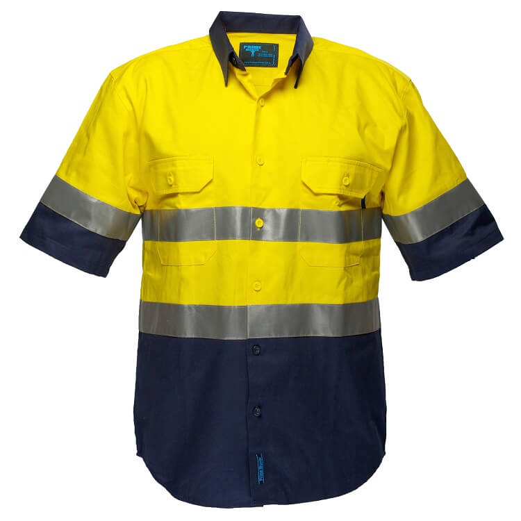 MA102 Hi-Vis Two Tone Regular Weight Short Sleeve Shirt with Tape - NEED FIX - dixiesworkwear